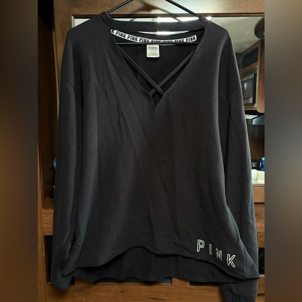 PINK Victoria's Secret Black Sleeve Hoodie